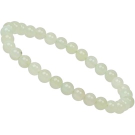 ELEDORO Stretch Bracelet Made of Real Gemstone Beads (6 mm) - Pearl Bracelet for Stylish Elegance (New Jade Serpentine), Gemstone gemstone Serpentine New Jade