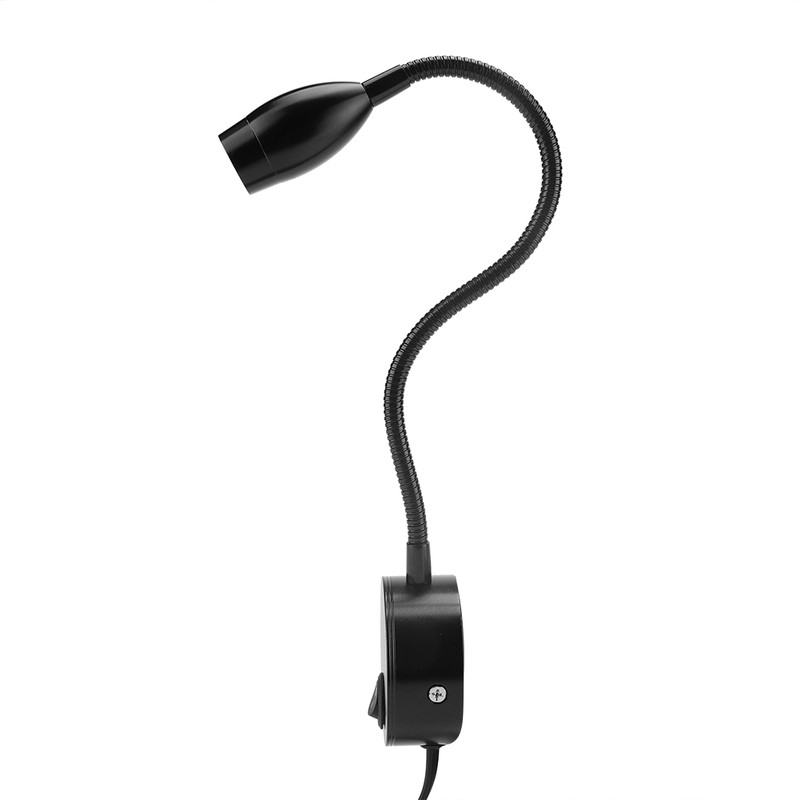 Black Durable Adjustable Bedside LED Light Lamp for Hotel Bedroom