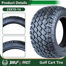 WOLF PACK 2PCS 23X10-14 Golf Cart Tires Non-Directional Tubeless Tire Multi-Terrain Tire with Superior Traction and Mud-Resistant Self-Cleaning Tread Design for Long-Lasting Performance
