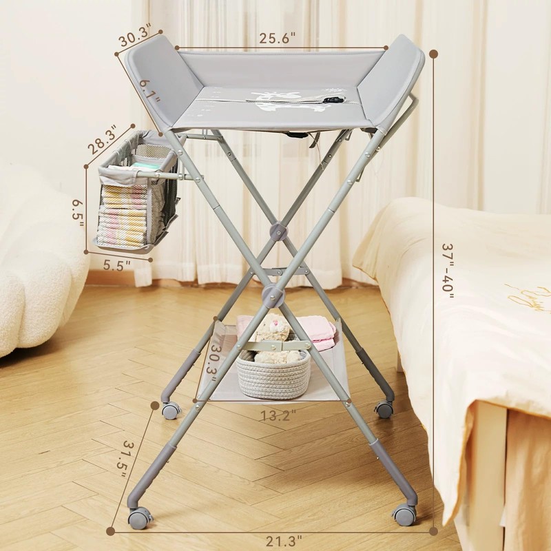 KARAOK Baby Changing Table with Wheels, Portable Diaper Changing Station