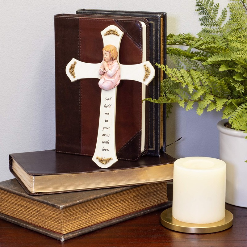 Girl Nursery White Prayer Cross, 8 1/8 Inch