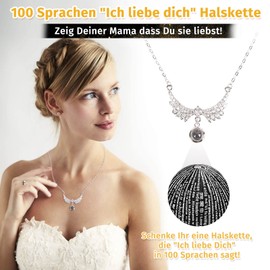 Fesaizwi Muttertagsgeschenke für Mama, Ewige Rose in Engel Glaskuppel, 100 Sprachen Ich Liebe Dich Halskette, Personalisierte Geschenke für Mama Freundin Oma Frau Muttertag Valentinstag Geburtstag