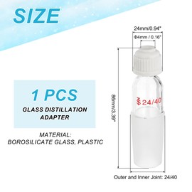 PATIKIL Glass Distillation Adapter, 1 Pcs 24/40 Thermometer Part with Cover for Laboratory Temperature Measurements Equipment Supply, White, 4mm / 0.16"