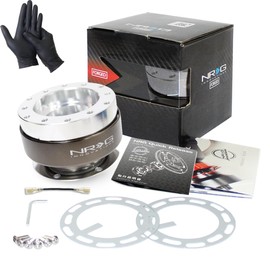 NRG SRK-200-1SL Innovative Quick Release Kit SFI Approved 2.0 Guaranteed with G0 Nitrile Gloves (Silver)