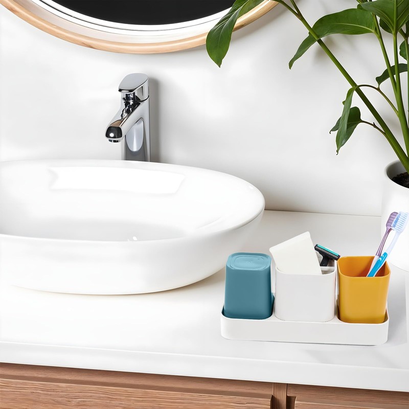 Toothbrush Holder for Bathroom, Bathroom Organizer Storage Set with 2