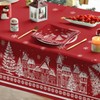 Horaldaily Christmas Tablecloth 52×70 Inch Rectangular, Red Snow House Pine