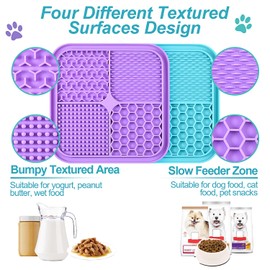 2PCS Licking Mat for Dogs with Suction Cups, Premium Lick Pad for Anxiety Relief, Slow Feeder Dog Bowls, Perfect for Bathing, Grooming and Training