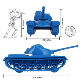 TimMee Toy Tanks for Plastic Army Men - Blue WW2 3pc - Made in USA
