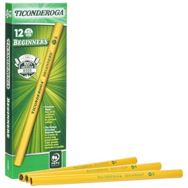 Ticonderoga Beginner Wood-Cased Pencils, #2 HB Soft, Yellow, 12 Count (X13080)