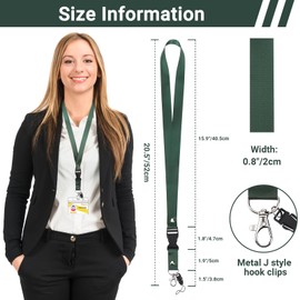Segus Lanyard Neck Lanyards, 5 Pieces Lanyard with Removable Buckle, for ID Sleeves, Name Tags, Keys and Plastic Cards (Dark Green)