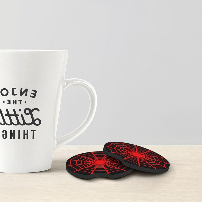 Black Spider Web Steering Wheel Cover with 2PCS Car Coasters