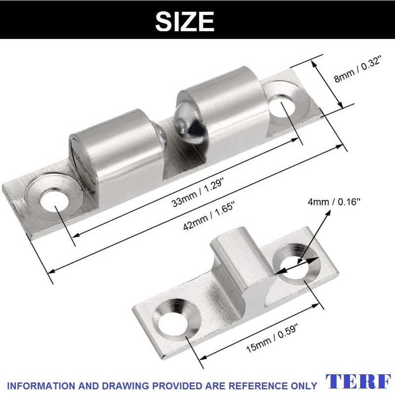 TERF® Heavy Duty Polished Chrome Double Ball Catch 42mm Tension