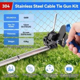 Stainless Steel Cable Tie Gun Metal Zip Cutter Heavy Duty Outdoor, 250PCS 304 Metal Zip Ties Adjustable Fastening Cutting Tie Tool Sets for Vehicles Exhaust Wrap Wire Fence Chicken Coop