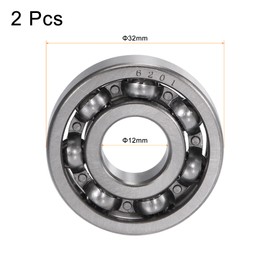 sourcing map 6201 Deep Groove Ball Bearings 12mm Bore 32mm OD 10mm Thick CN Open Type Chrome Steel 2pcs