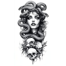 2 x Temporary Medusa Tattoo Snake Tattoo Greek Tattoo Fake Tattoos NAG122 x 2