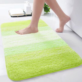 Arotive Microfiber Bathroom Rugs, Shaggy Soft and Absorbent Bath Rug, Non-Slip, Thick Plush Machine Washable Dry Bath Mats for Bathroom, Tub and Shower, 24x16, Light Green