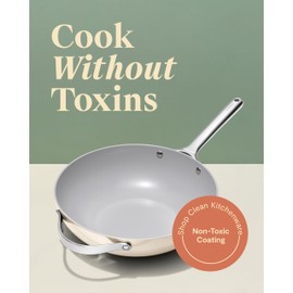 Caraway Non-Stick Stir Fry Pan - 12” Wok-Inspired Pan - Free From Forever Chemicals - High-Sloped Walls - Stainless Steel Handles - Marigold