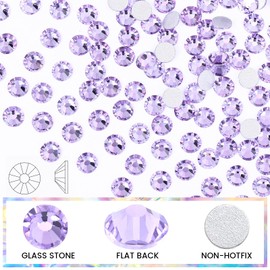 novani Novani Crystal Rhinestones, Flatback Loose Gemstones 1440pcs Glass Rhinestones for Clothes Shoes Crafts Makeup Nail Art and DIY Decorations(SS12, Lavender)