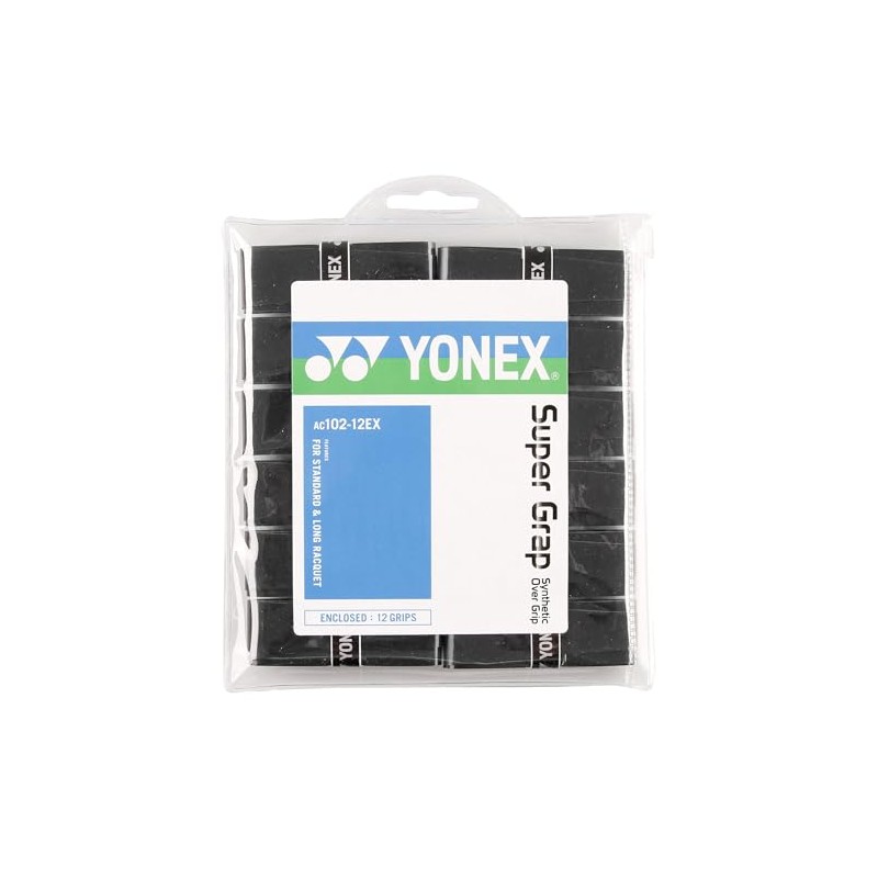 YONEX Super Schwarz Overgrip (Pack of 12) - Black, One