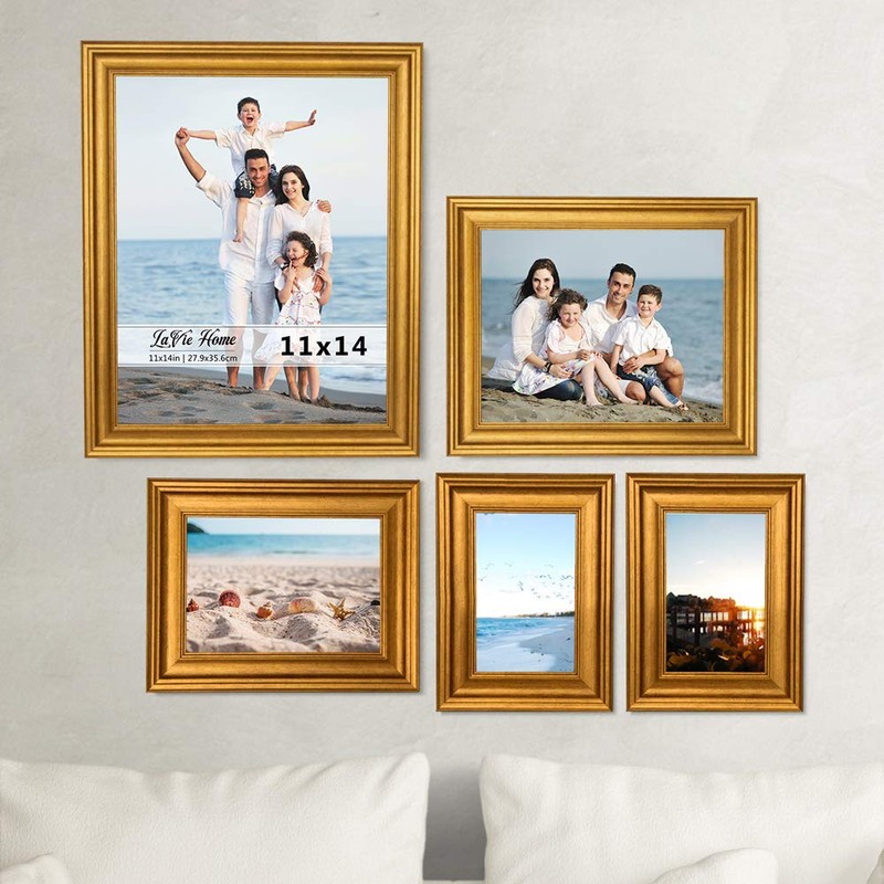 LaVie Home 5x7 Picture Frames (1 Pack, Gold) Photo Frame