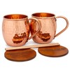 Copper Mules Moscow Mule Copper Mugs Set of 2 Hand Hammered - Classic Riveted Handles – Holds 16oz