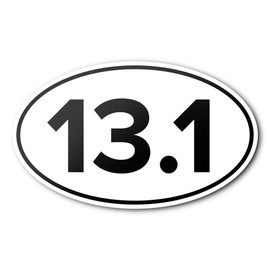 13.1 Half Marathon Anti-UV Vinyl Oval Car Bumper Sticker - Running & Races - White