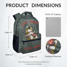 Mercuryelf Kid Backpack for Girls - 17 Inch School Backpack with Large Capacity, Lightweight - Brown Durable Mushroom Bookbag for School, Travel and Camp