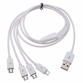 Herfair Micro USB Splitter - 4 in 1 Micro USB White Cable - USB 2.0 A Male to 4 Micro USB Male Adapter Cable Data Syncing Micro USB Charging Cord Cable (1.64ft, White)