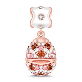 GNOCE Colgante de oro rosa de plata de ley 925 con texto en inglés "Sorpresa inesperada", colgante de conejo con circonitas cúbicas coloridas, regalo de Pascua, para pulsera para mujeres y s