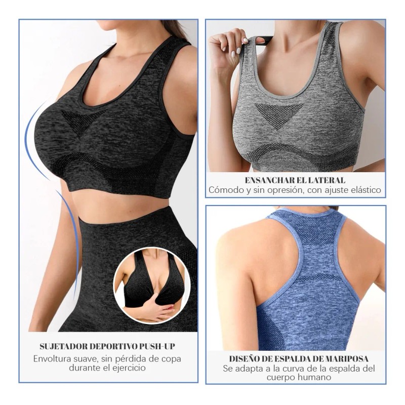 6pzs Pantalones Corto+bra Conjunto Licra Deportivo Gym Mujer