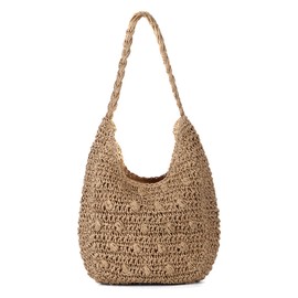 7VSTOHS Women's Straw Shoulder Bag, Large Tote Bag Ladies Handbags for Travel, Holidays and Shopping