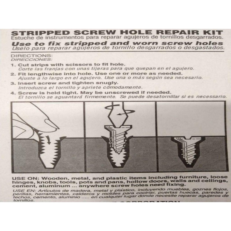 Woodmate 2498 Mr. Grip Screw Hole Repair Kit,Steel,Pack of 1