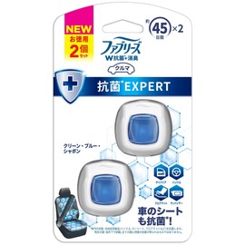 Febreze Air Freshener for Cars, Easy Clip, Antibacterial Expert, Clean Blue, Shabon, 0.8 fl oz (2.2 ml) x 2