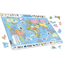 Larsen Puzzles Political Climate of The World 107 Piece Children's Educational Jigsaw Puzzle