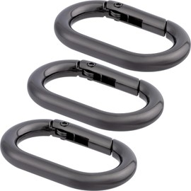 STSTR 3 PCS Oval Spring Ring Clips, Black Metal Keyring Purse Clip, Heavy Duty Opening O Ring Carabiner for Keychains, Buckle Clasp for Backpacks, Purse, Keys, Bag Strap (1.5 x 0.95 Inch)