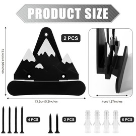Gosknor 2Pcs Snowboard Display Racks, Snowboard Wall Mount with Hooks Skateboard Storage for Room Wall Arts