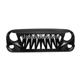 TopAlpha For Jeep Wrangler JK JKU 2007-2018 Front Shark Grille Mat Black