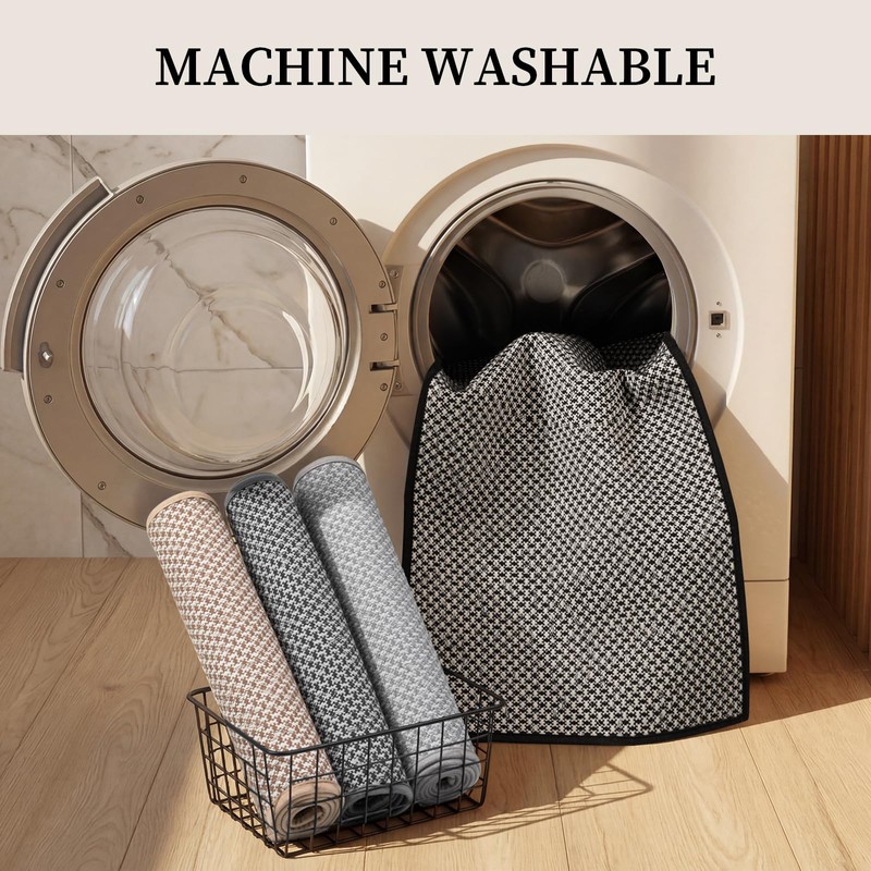 YIHOUSE Thin Bath Mat Black Bathroom Rugs Sets 2 Pieces,