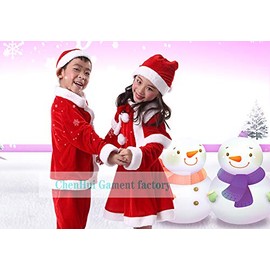 Nemori Santa Costume, Children's Cosplay Costume, Children's Clothing, Santa Claus with Hat, Girls, Boys (Santa children-nv130cm)