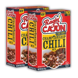 Ragin' Cajun Championship Chili Mix - Pack of 2, Gluten-Free, No MSG - Louisiana Creole Spice Blend for Beef, Pork or Turkey