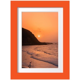 eletecpro 5x7 Picture Frame, Matted to 4x6 Photo or 5x7 No Mat, Colorful Frame for Wall & Tabletop Display Made of Engineered Wood and Clear Acrylic, Orange Kids Room Decor, 1 Pack