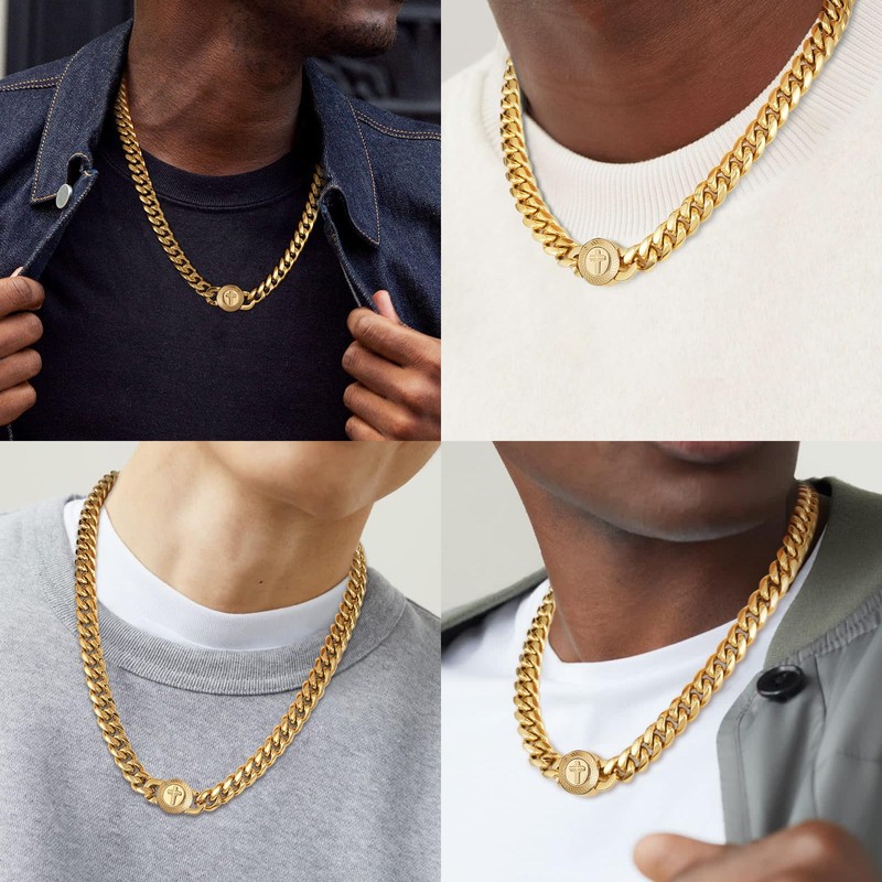 KRKC & CO Men's Design Clasp Necklace, 0.5 inch (12
