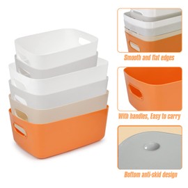 Spesh Pack of 6 Plastic Storage Boxes for Kitchen, Children's Room, Bathroom, Office (Warm Colour)