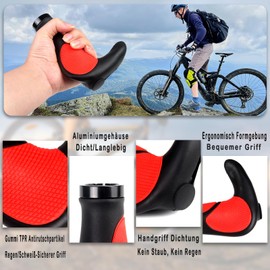 Vjonnl Bicycle Grips Ergonomic Twist Grip Gear MTB Grips 22 mm Mountain Bike Bicycle Non-Slip Grips Handlebar Grips Bicycle Handlebar Two Sides Lock-On Design for Trekking Bike E-Bike Road Bike Red