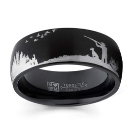 Metal Masters Co. Men's Black Tungsten Carbide Ring Wedding Band Bird Duck Hunting Outdoor Ring 8mm 7.5