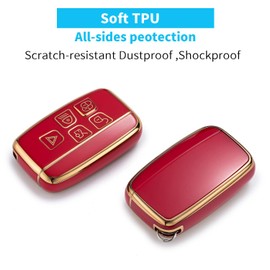 Savzokiw Compatible with Land Rover Key Fob Cover with Fashion Diamond Keychain for Evoque Velar Sport Discovery Freelander2 LR4 Land Rover Sport and Jaguar Smart Key