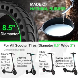 BANGTING 2PCS Upgrade 50/75-6.1 Electric Scooter Solid Tires, 8.5x2.0 Tires Tubeless for Gotrax GXL V2/XR/APEX, 8 1/2 x2 Tire Replacement for Hiboy S2, Xiaomi 3 Lite/3/Pro 2/1s/M365 (Black 2 PCS)