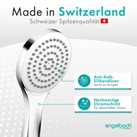 Engelbach® Water Saving Shower Head - Made in Switzerland | Universal Shower Head (9L/Min), Shower Head, Shower Head, Chrome