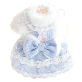 Dog Princess Dresses for Small Dogs Lolita Clothes Lace Costume Bow Pet Girl Cute Coat Outfits Sunmmer Costumes (L,Blue)
