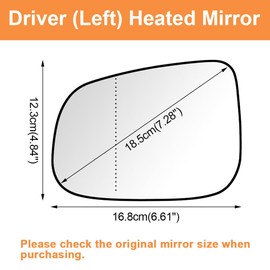Senzeal Driver Side Heated Mirror Glass Replacement for Volvo S60 2012-2017 S80 2012-2016 V60 2015-2018 Jaguar XF XJ 2013-2018 XK 2014 2015 Convex Mirror with Backing Plate (Left Side)